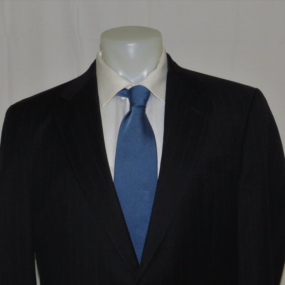 Burberrys Prorsum Super 100 Blue Stripe Two Button Suit 42XL